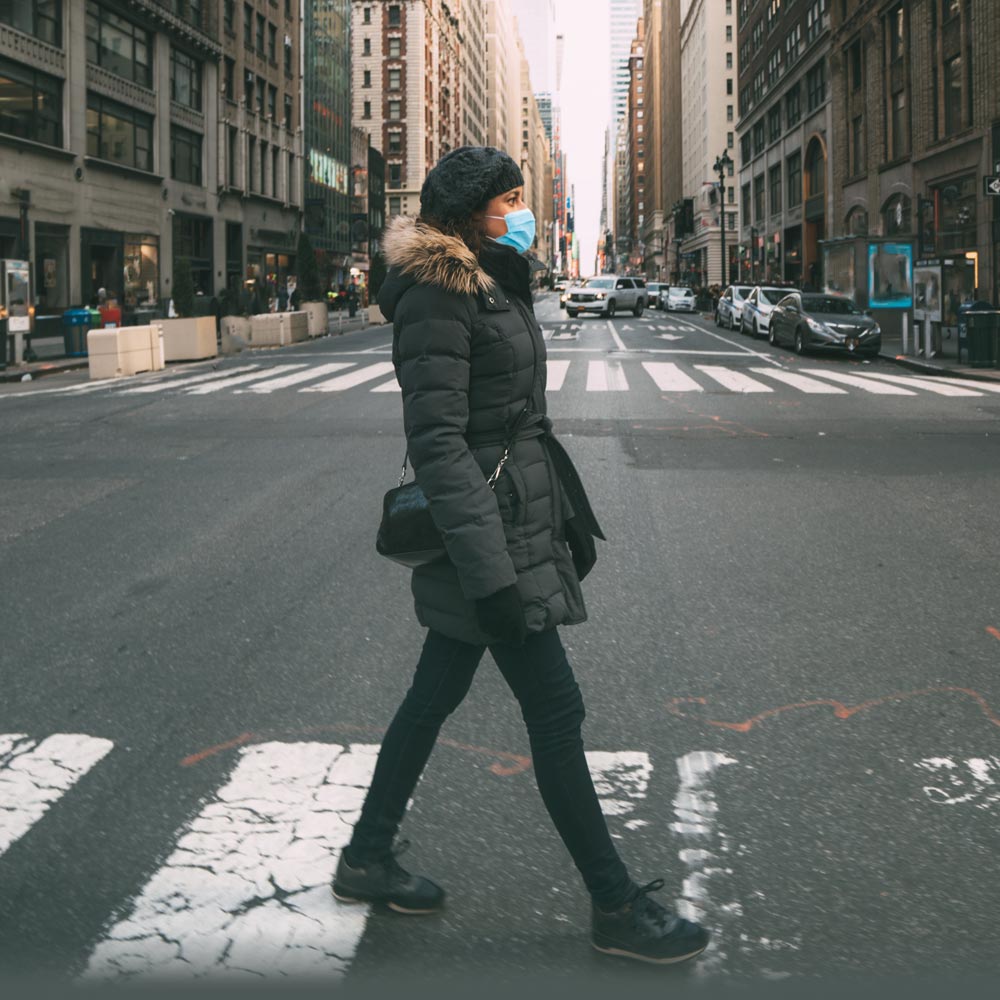 Woman walking in New York