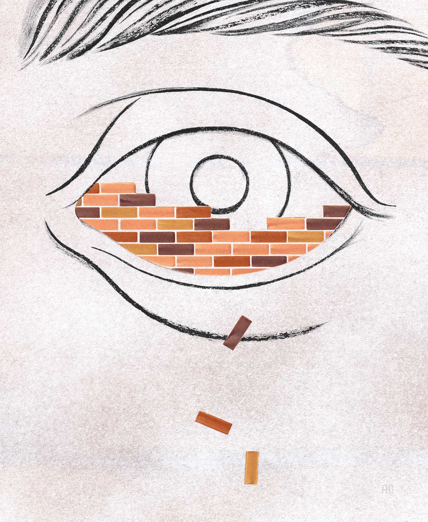 Illustration of an eye being blocked by a brick wall