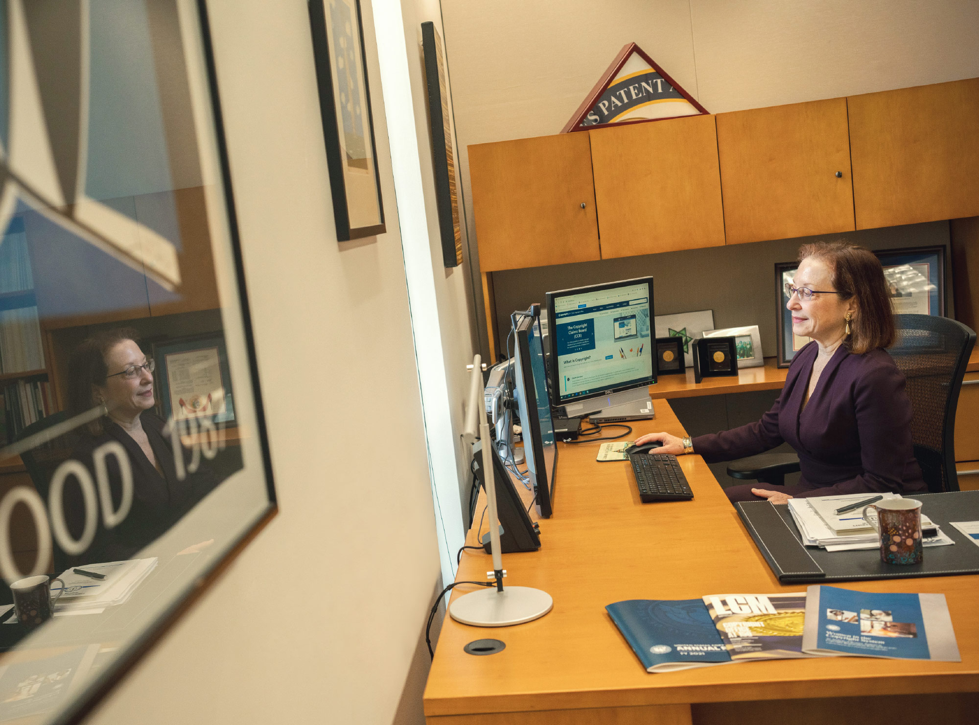 Shira Perlmutter at her desk